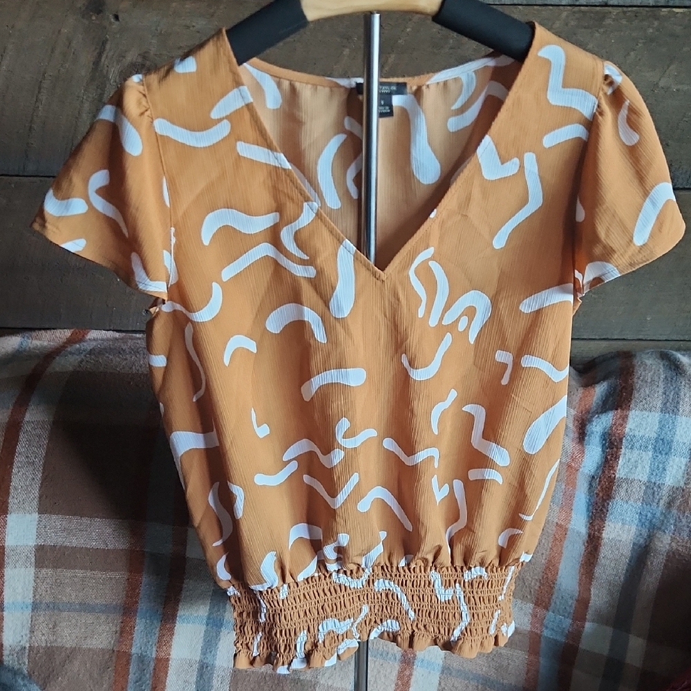 Ann Taylor Orange and White Blouse